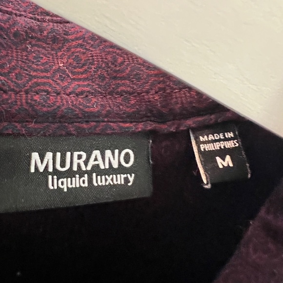 Murano Liquid Luxury Men's Medium M Button Down Shirt Purple Print Collared - Picture 4 of 4